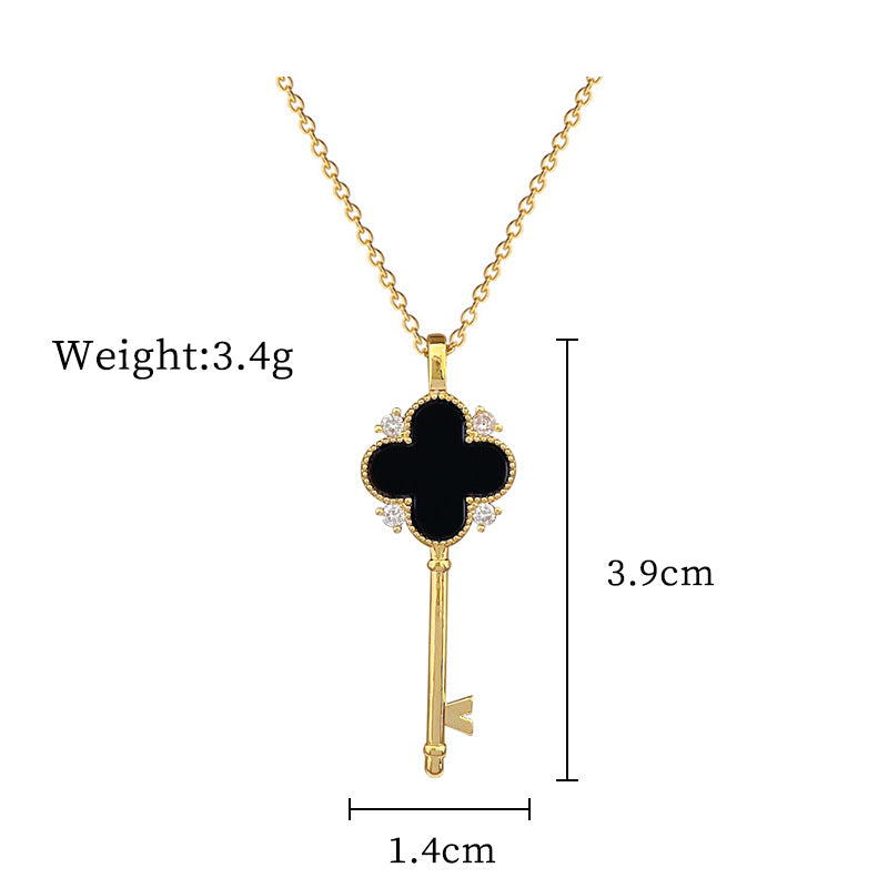 Steel Lucky Female Copper Micro Inlay Real Gold Plating Necklaces