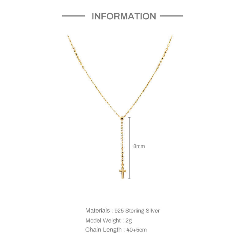 Sier Y-shaped Bead Cross Fashion Simple Style Short For Necklaces