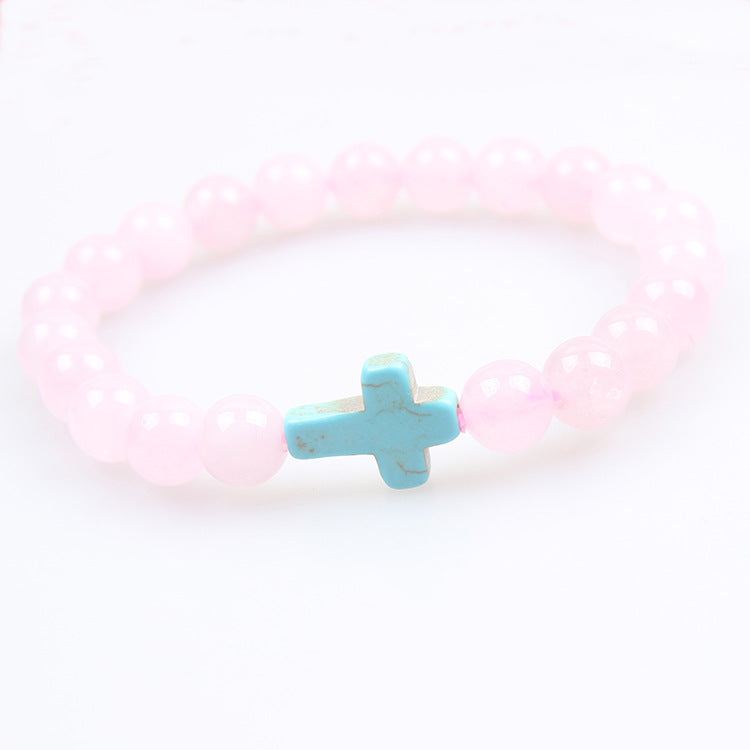 Women's & Men's Turquoise Cross Volcanic Rock Beaded Vintage Bracelet