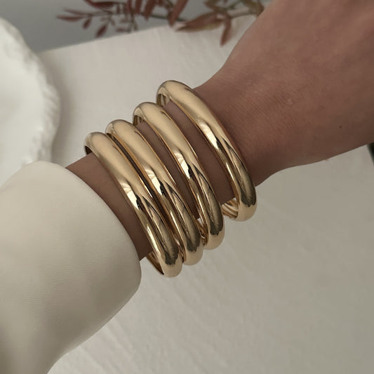 Simple Geometric Metal Sleeve Fashion Curved Bracelets