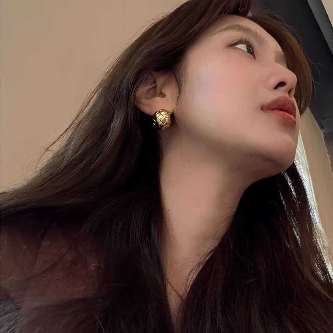 Women's Vintage Woven Gold For French Laziness High Texture Earrings