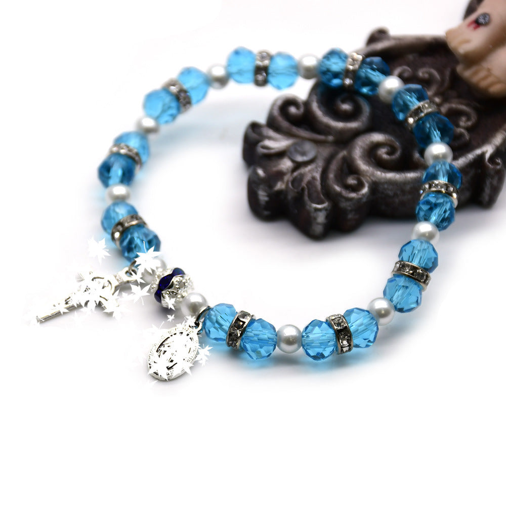 Crystal Elastic Beads Female Refined Simple Rose Bracelet