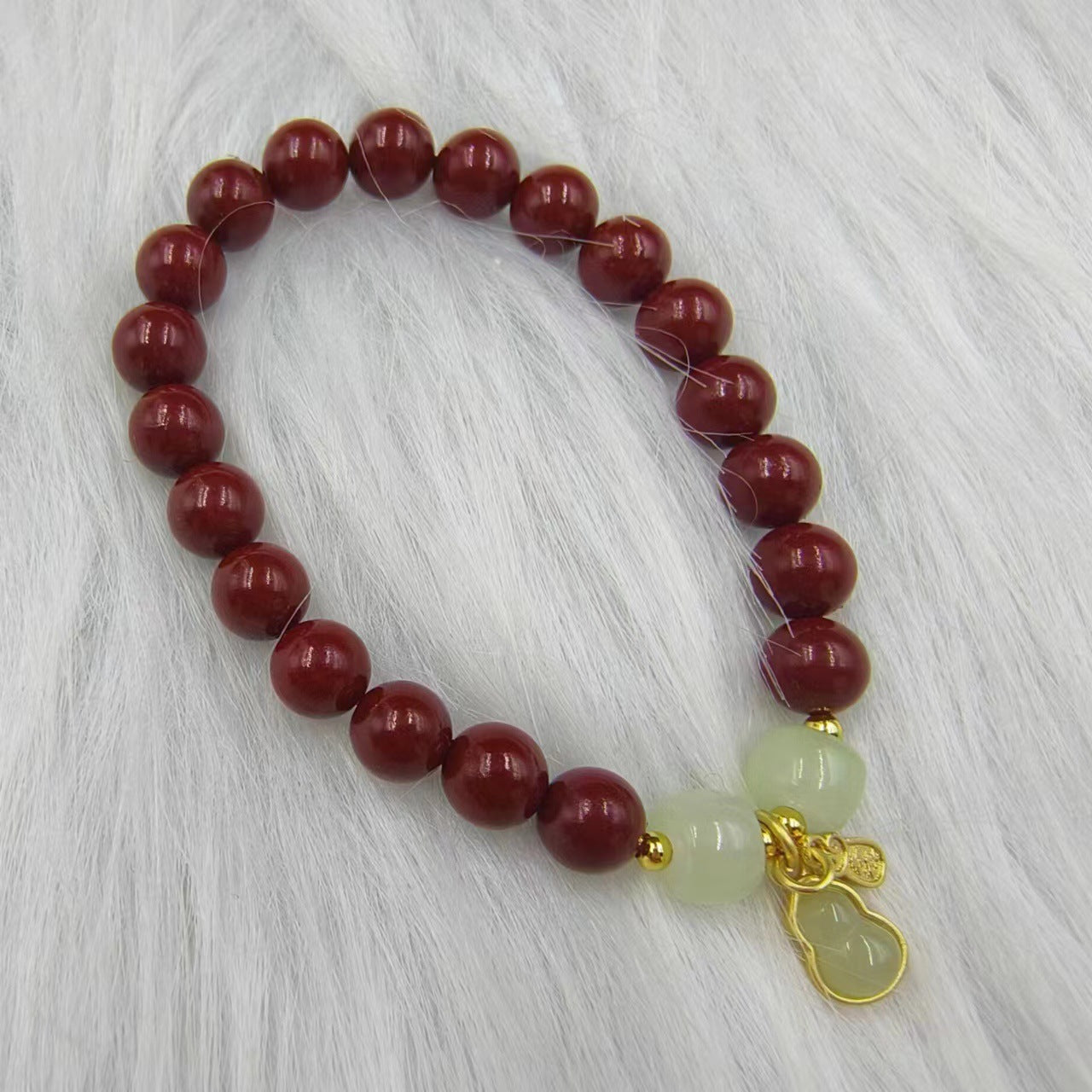 Women's & Men's Cinnabar Purple Gold Sand Single Circle Simple Buddha Beads Light Bracelet