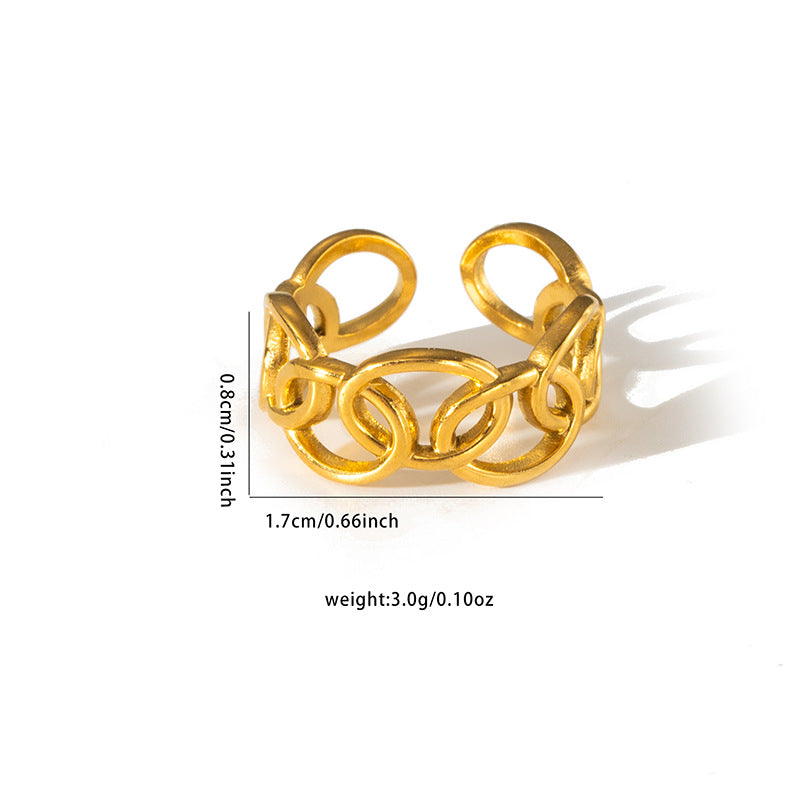 Women's Line Hollow Heart Snake-shaped Design Gold Rings