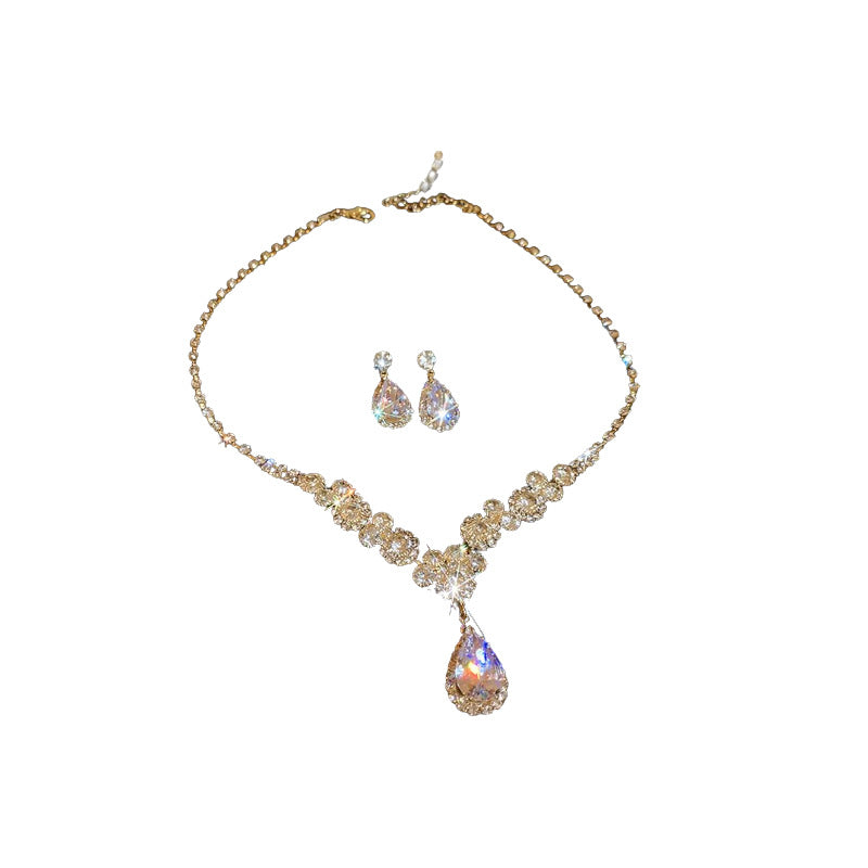 Drop Diamond Ear Affordable Luxury Style Stylish Clavicle Chain High Jewelry Set
