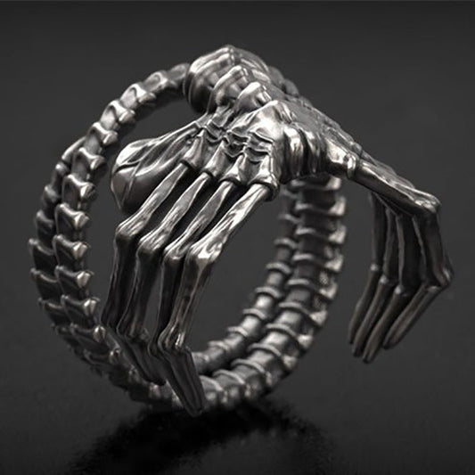 Men's Punk Locomotive Style Domineering Skull Magic Claw Exaggerated Rings