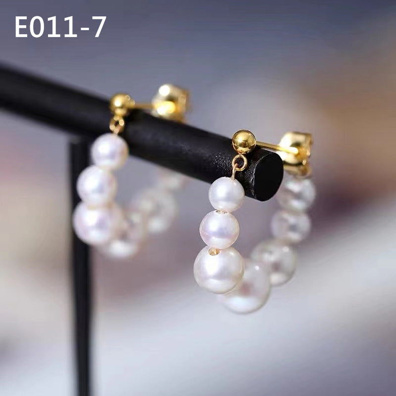Women's Sier Needle Mermaid Pearl Retro Simple Graceful Earrings