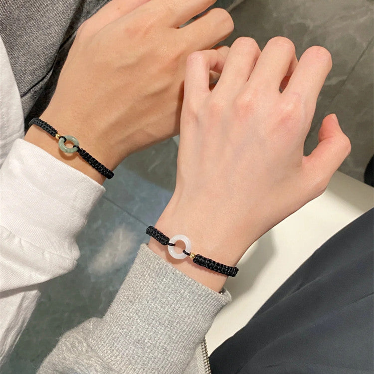 Women's & Men's Couple Pair Of Handmade Jade Woven Hand Strap Girlfriend Valentine's Bracelet