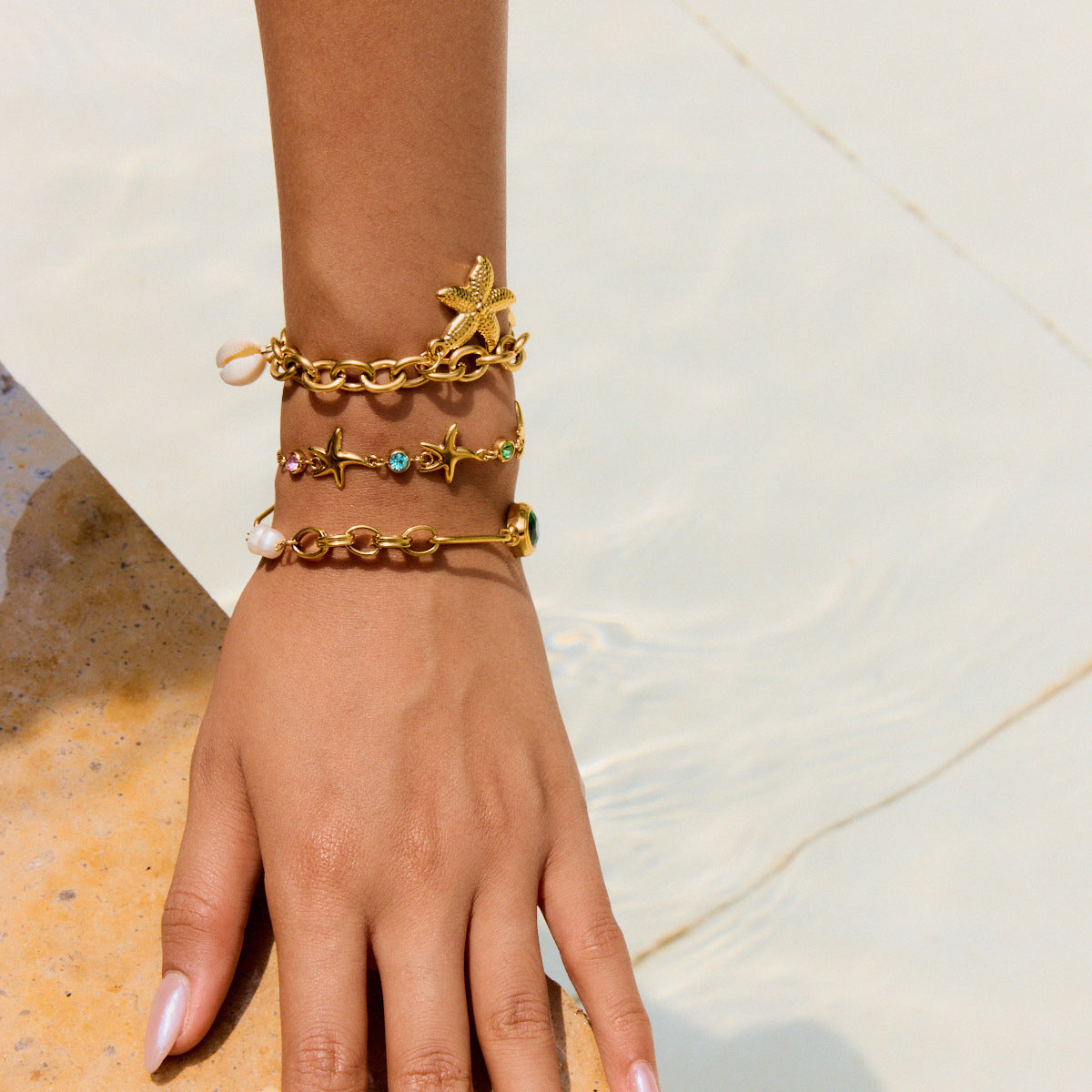 Women's Ding Zircon Starfish Stainless Steel High-grade Bracelets