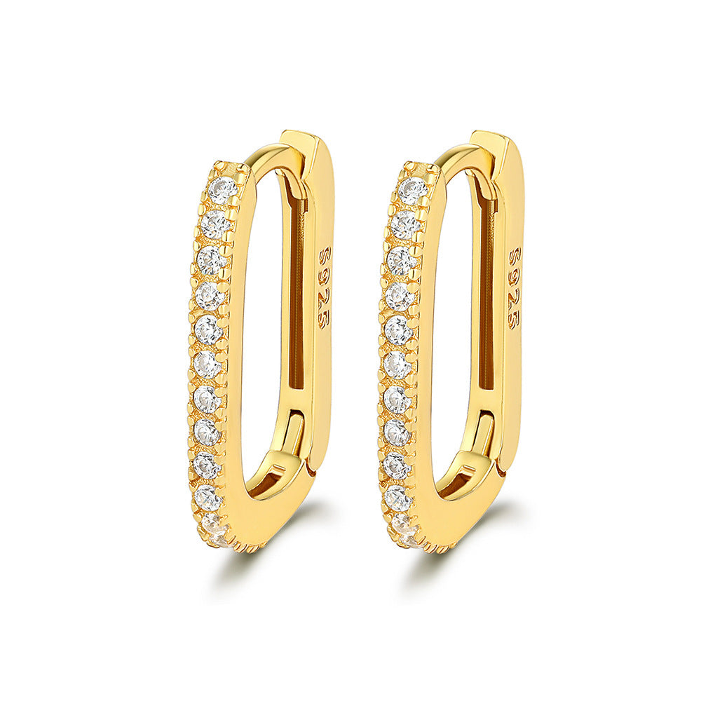 Unique Simple U-shaped Inlaid Zircon Style Earrings