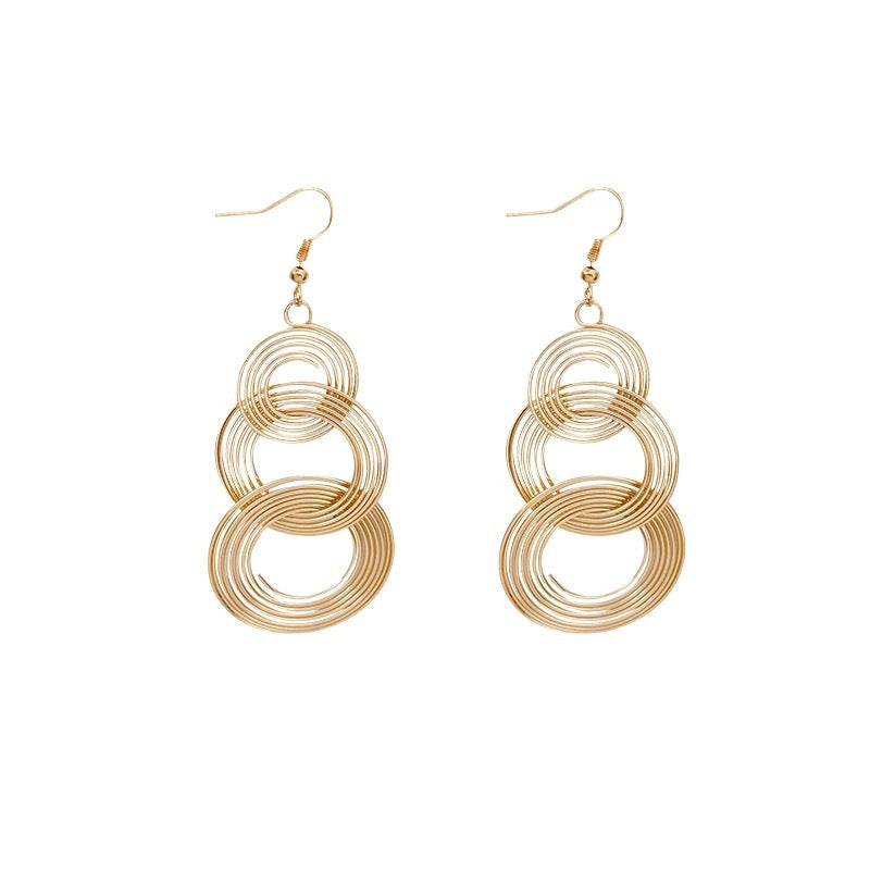 Women's Hollow Geometry Round Winding Exaggerated Niche Unique Earrings