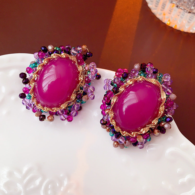 Women's Palace Style Sier Flower Light Luxury High-grade Design Sense Earrings