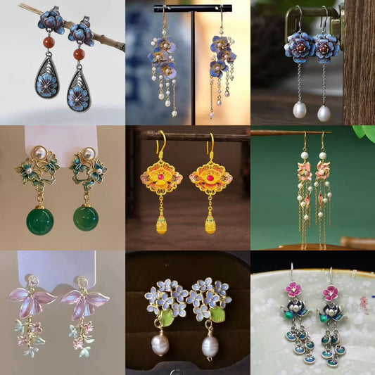 National Style Sweet Flower Entry Lux Elegant Tassel Ear Hook