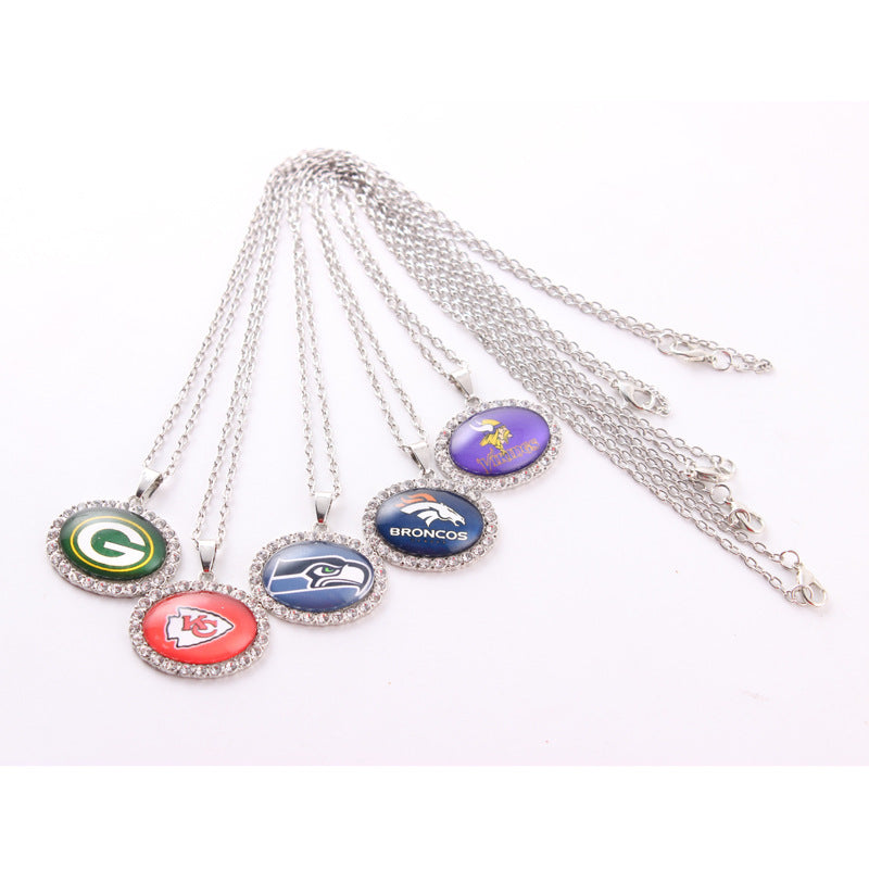 Team Logo Oval Time Stone American Necklaces