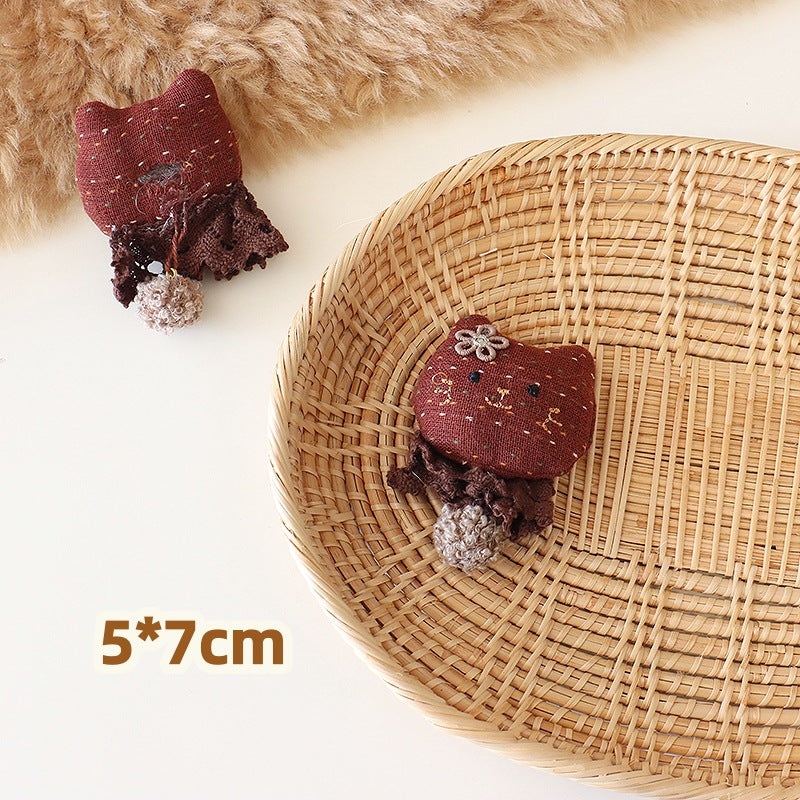Filled Cartoon Cat Mushroom Hairpin Clothing Jewelry Accessories