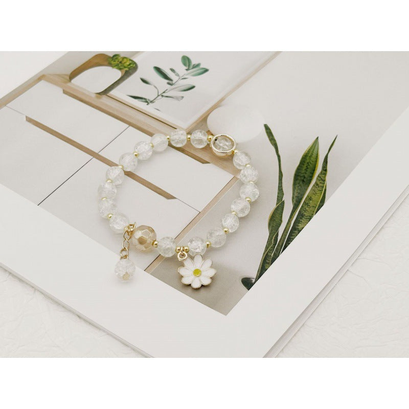 Camellia Little Daisy Crystal Girlfriends Color Glass Chipping Bracelet