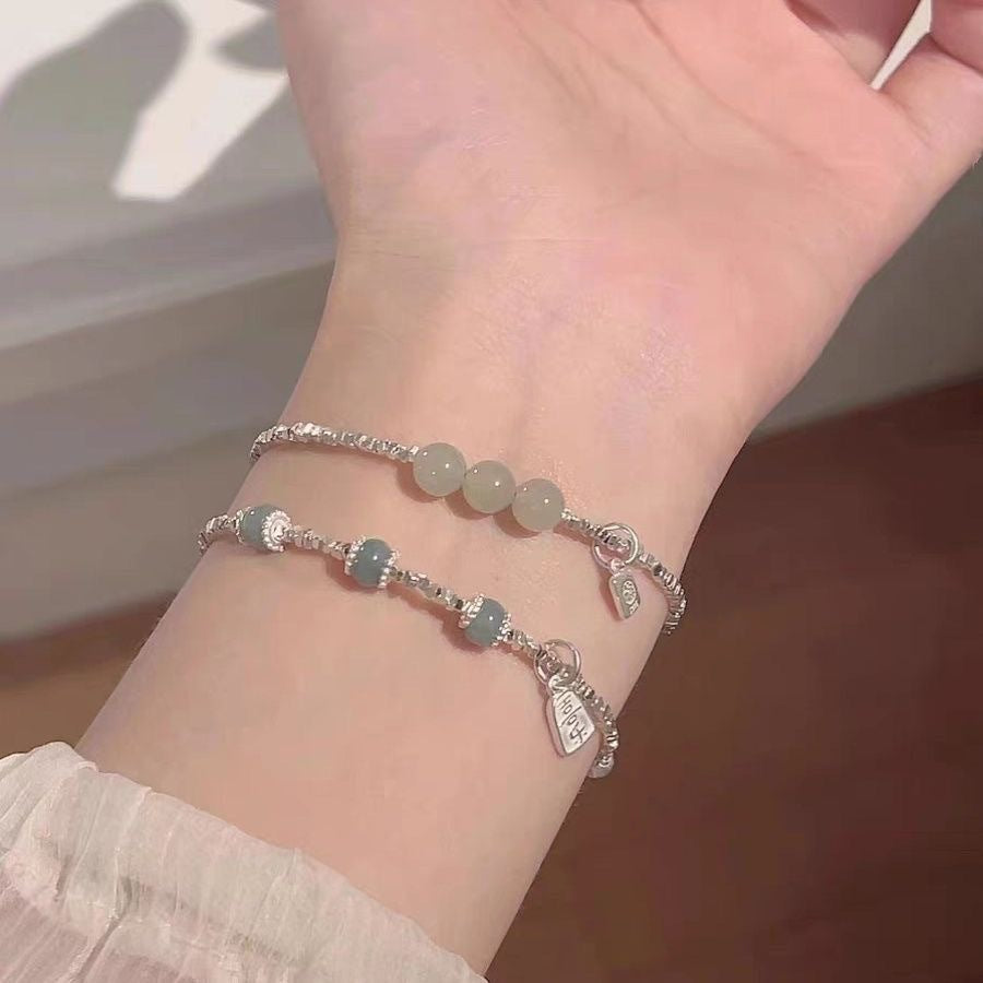 Sier Blue Happy Jade Broken Light Luxury Bracelets