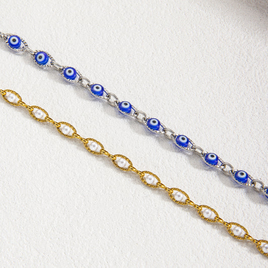 Women's Devil's Eye Titanium Steel Blue Sclera Evil Bracelet