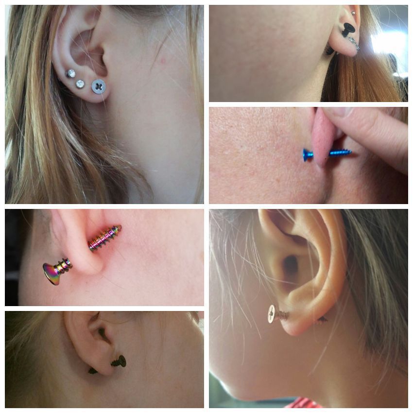 Screw Personality Double-sided Front Rear Ear Clip Same Stud Earrings