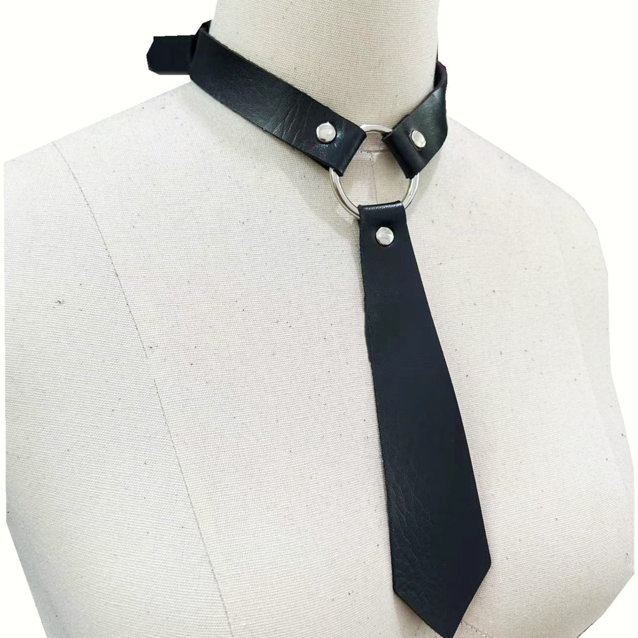 Fashion Personality Leather Bondage Tie Punk Collar