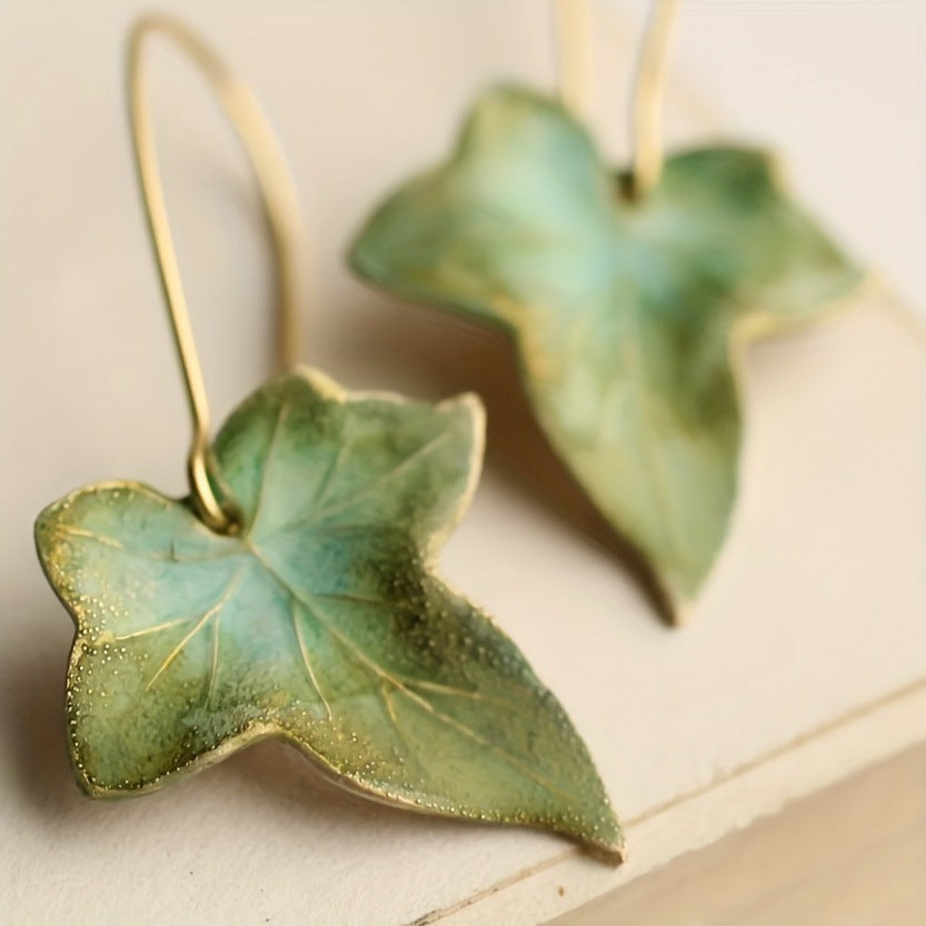 New Green Maple Leaf Simple Stylish Earrings