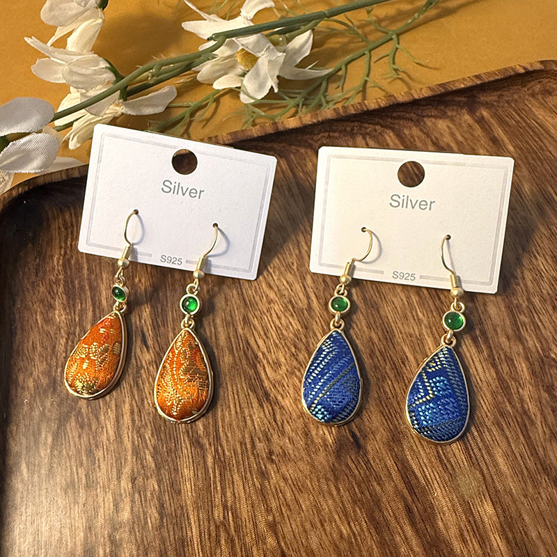 Women's Dynasty Brocade Exquisite Antique Water Drop Simple Han Rings