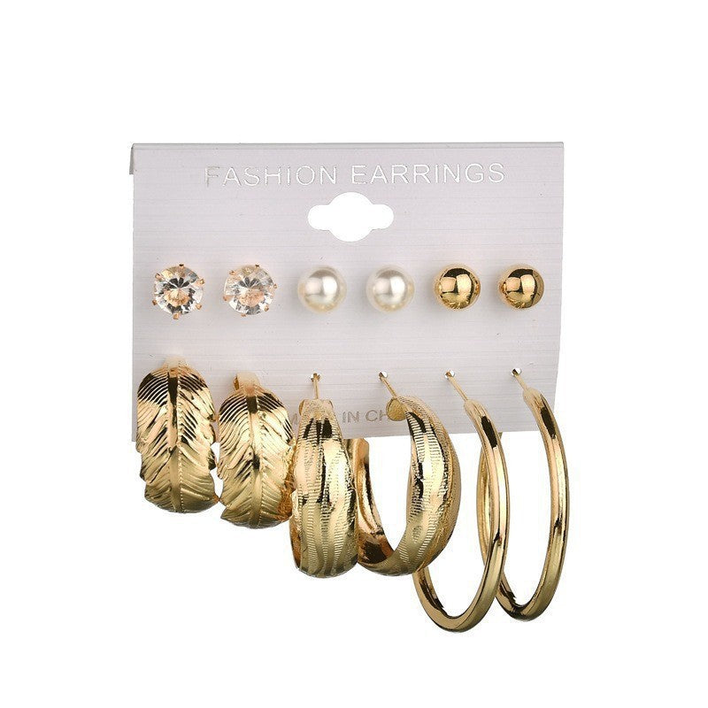 Creative Simple Acrylic Alloy Metal Pearl Stud Earrings