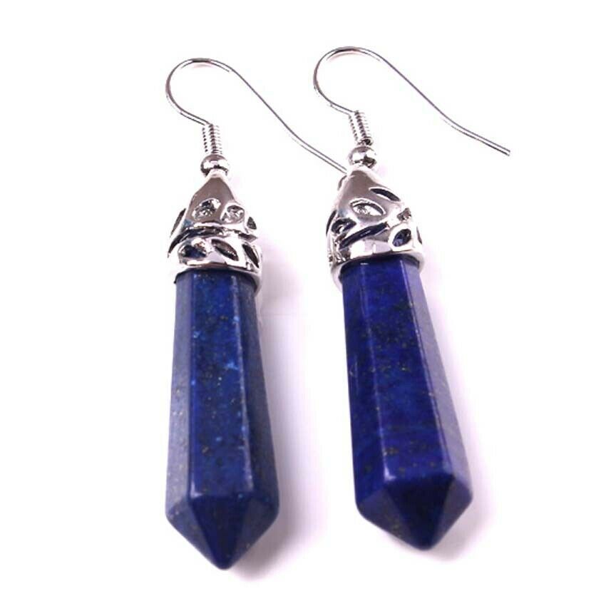 Fashion Personalized Natural Crystal Gemstone Hexagon Earrings