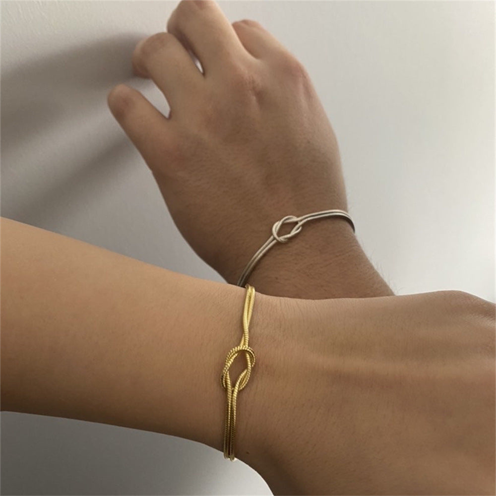 Women's Steel Valentine's Day Knot Snake Chain Bracelets