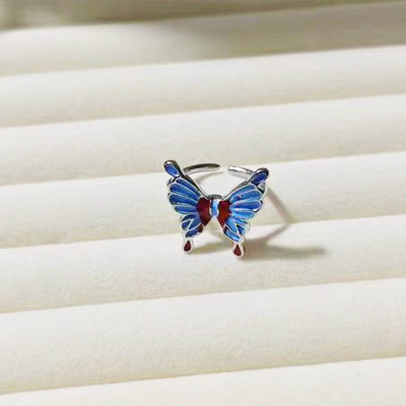 Women's Drip Glazed Three-dimensional Butterfly Opening High-grade Ring