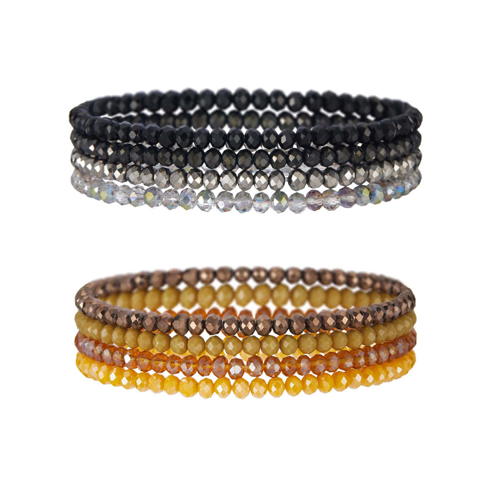 Women's String Beads Twin Elastic Niche Contrast Bracelets