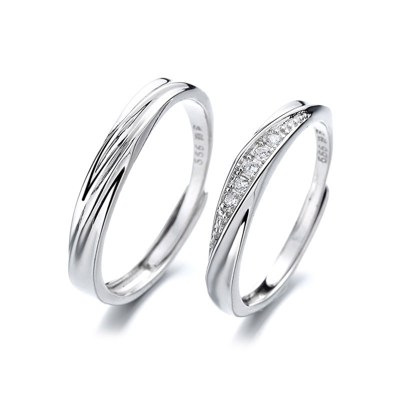 Fashion Love Couple Korean Style Simple Light Wave High Sense Ring