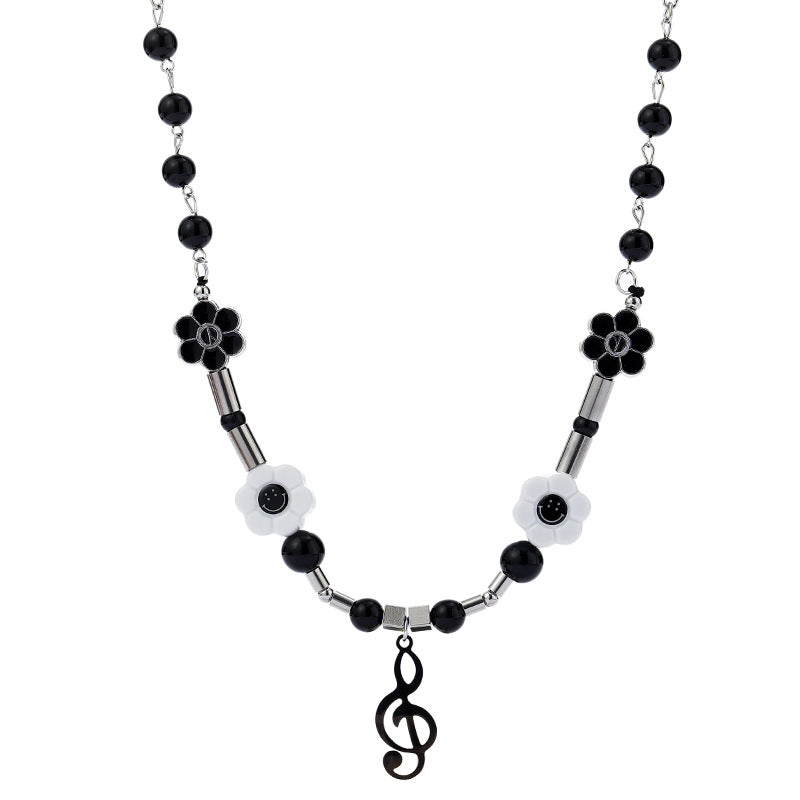 Clavicle Chain Musical Note Pearl Stainless Steel Necklaces