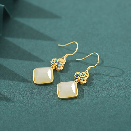 Sier Female Enamel Gradient Color Design Earrings