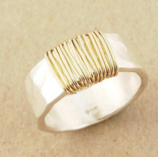 Geometric Simple Wide Face Antique Style Rings