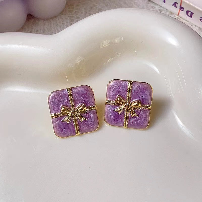 Women's Fairy Sweet Potato Purple Blue Pink High-grade Temperament Stud Earrings