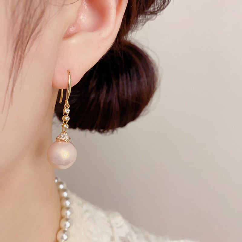 Versatile Zircon Pearl Tassel Female Refined Simple High Sense Ear Hook