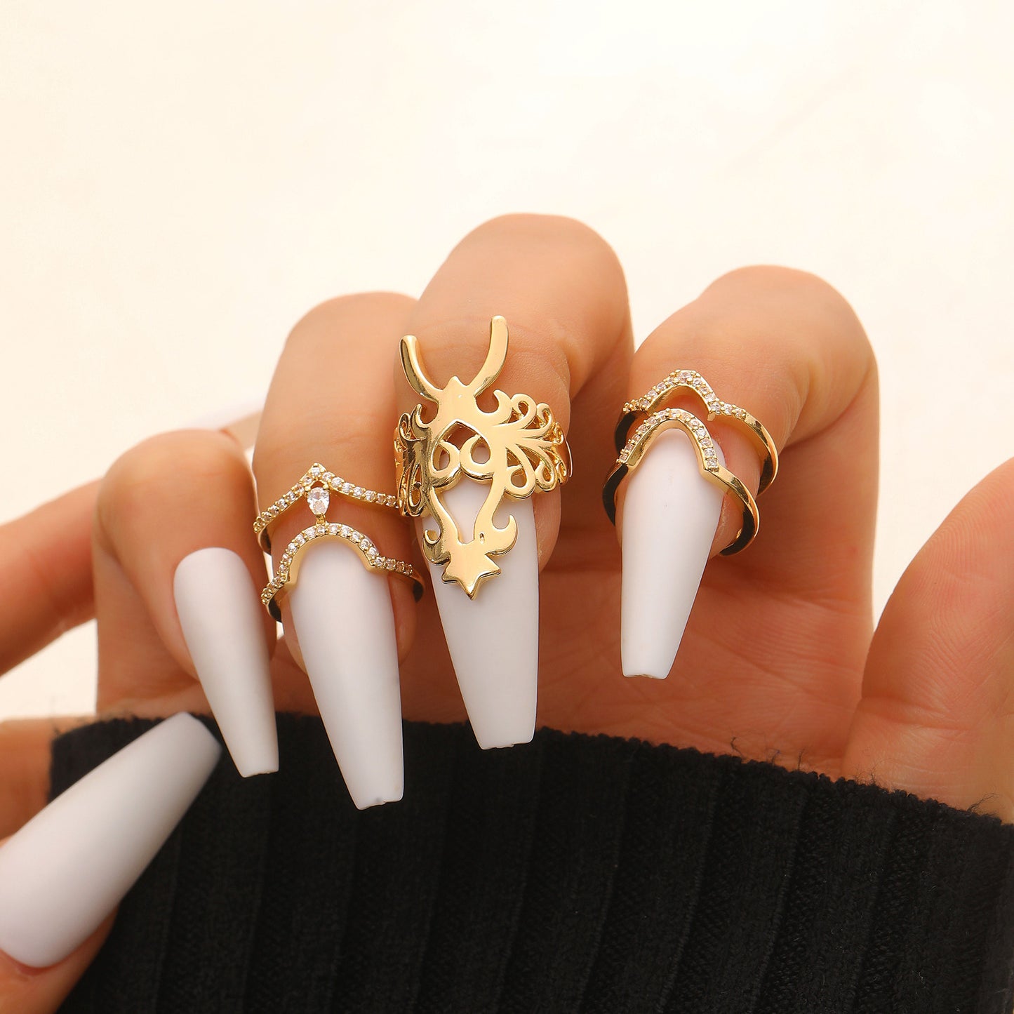 Geometric Trend Open Nail Female Design Exquisite Refined Ring