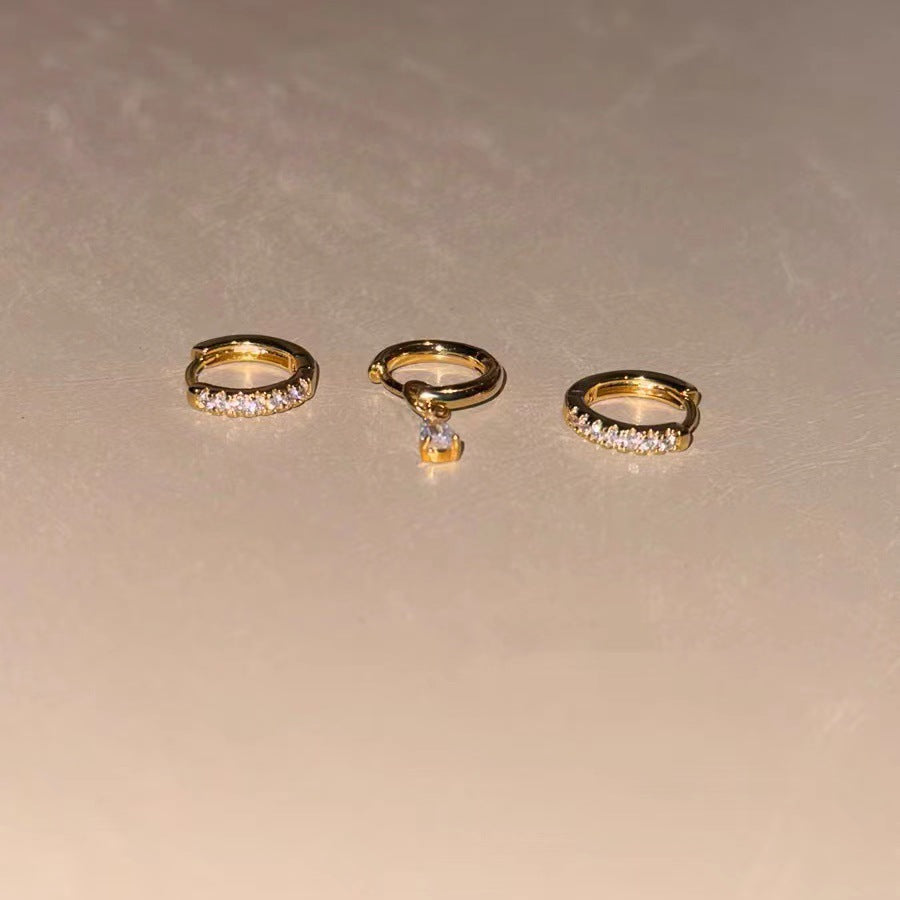 Water Drop Zircon High-grade Asymmetric Ear Rings