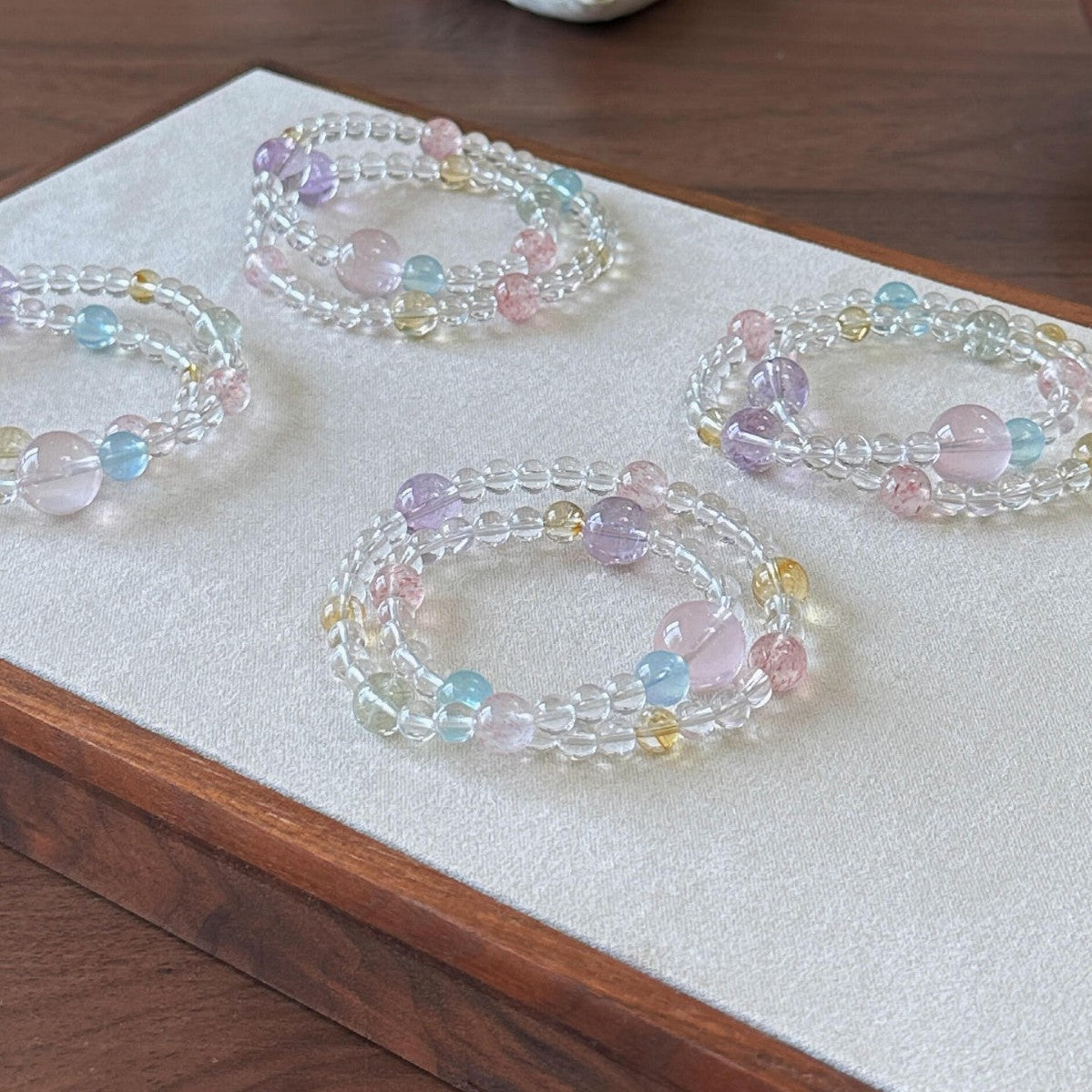 Stack Moon Chinese Natural Color Crystal Double Dopamine Temperament Bracelets
