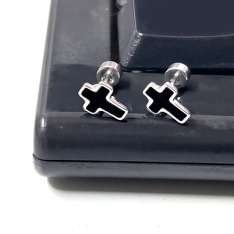 Titanium Steel Ear Simple Compact Four-leaf Clover Peach Heart Five-star Stud Earrings