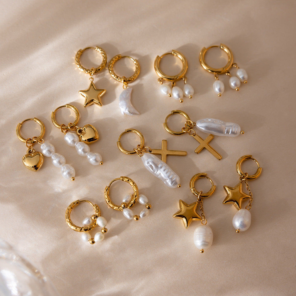Stainless Steel Pearl Fashion Classic Baroque Earrings