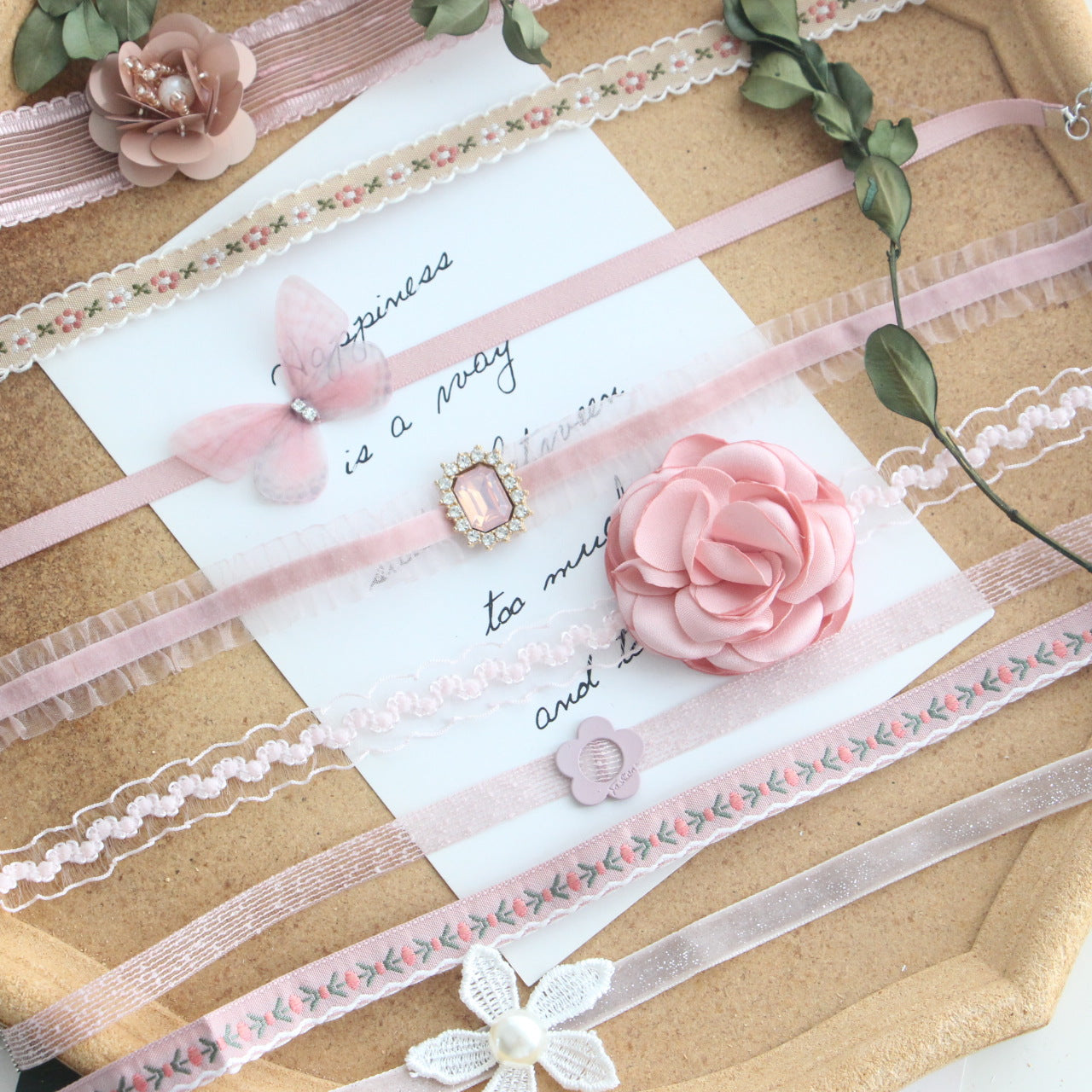 Butterfly Rose Flower Clavicle Chain Pink Necklaces