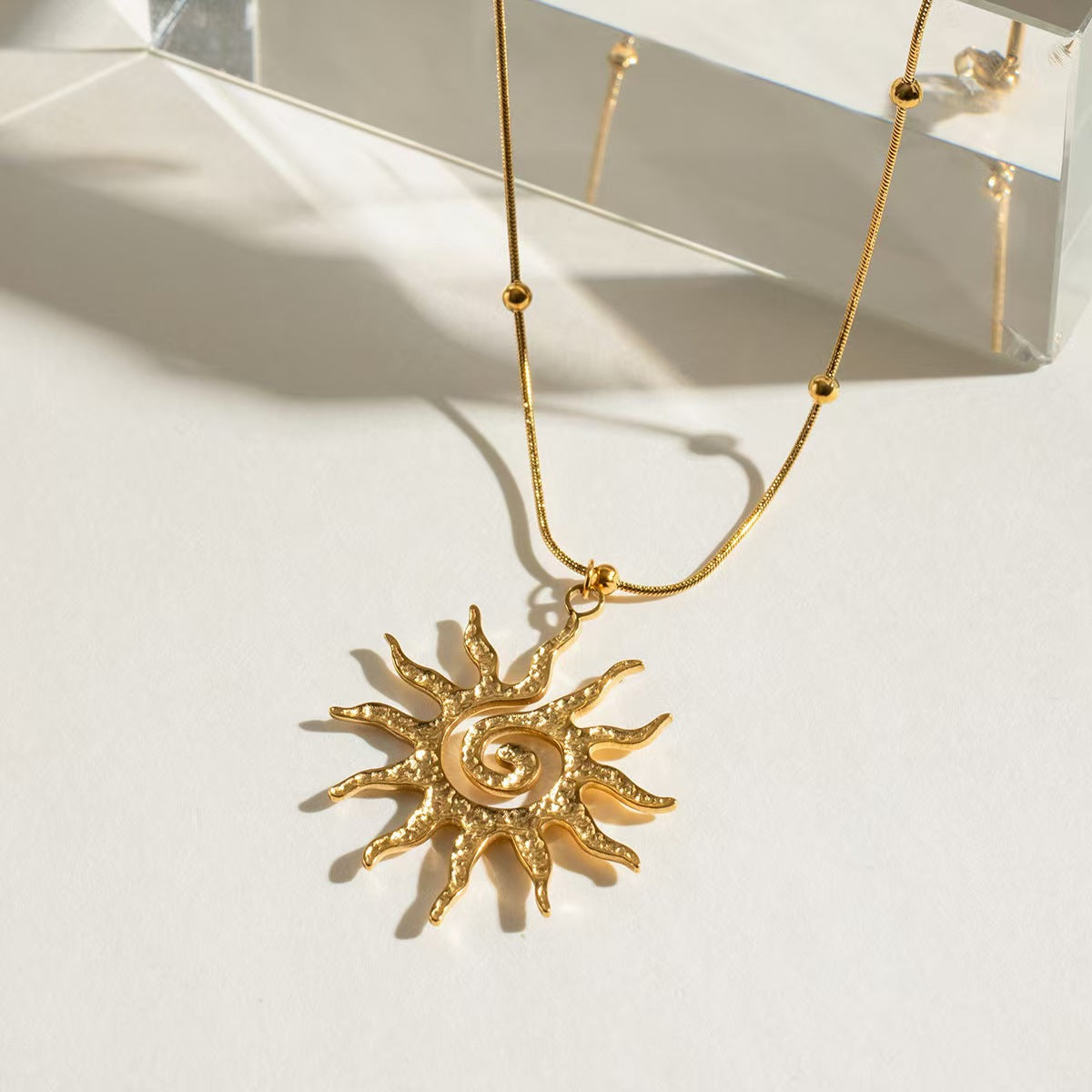 Spiral Sun Female Personality Golden Hollow Fashion Necklace