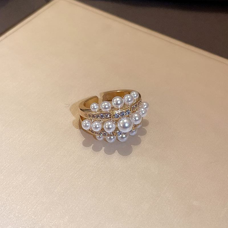 Gold-plated Zircon Geometric Open Korean Style Rings