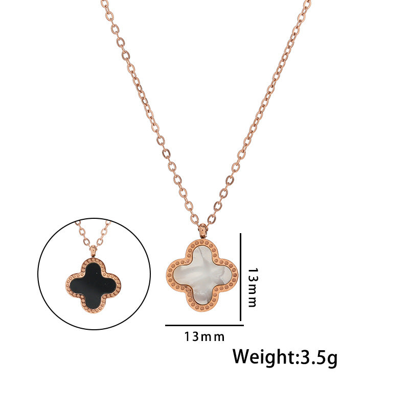 Women's Simple Rose Gold Clover Titanium Steel Necklaces