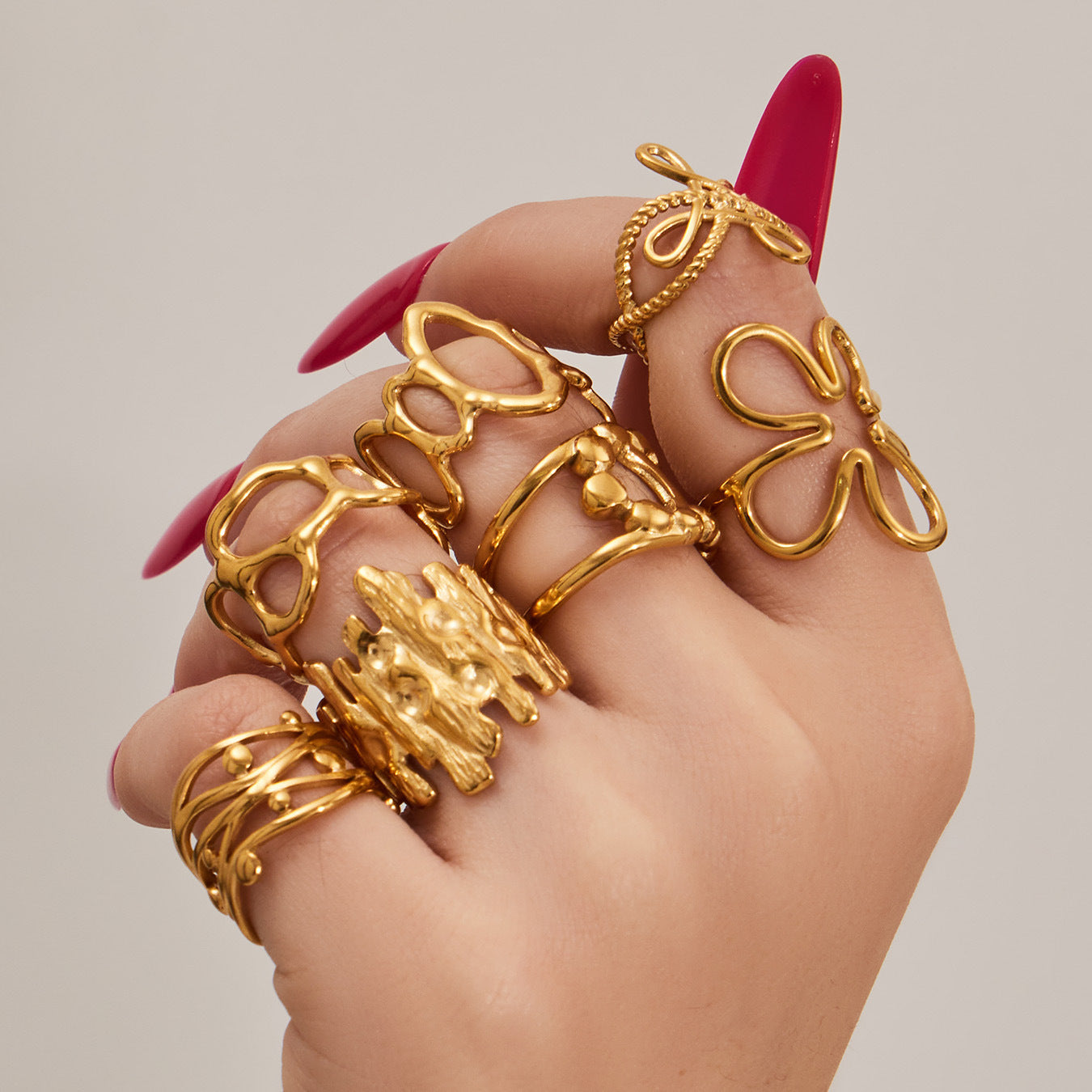 Design Geometric Stainless Steel Gold Plated Minority Fashion Rings