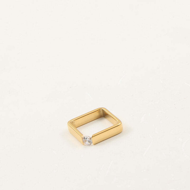 Square Clip Stone Titanium Steel Gold Plated Bracelet