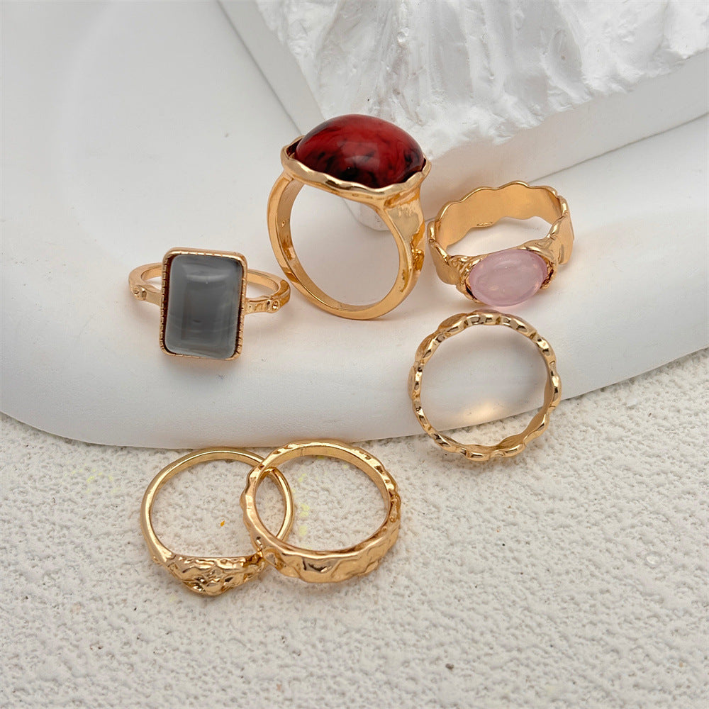 Small Round Style Mild Luxury Gem Personality Trendy Ring