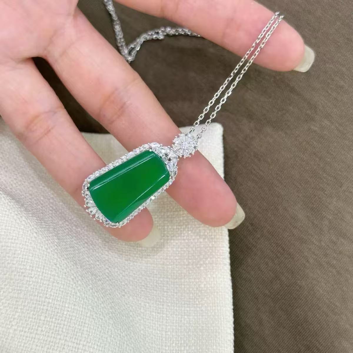 High Ice Chalcedony Buddha Titanium Steel Female Clavicle Necklaces